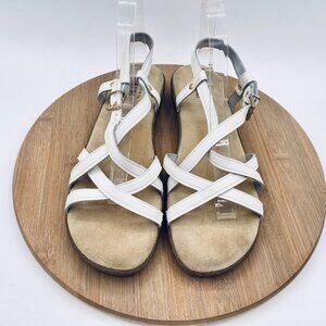 Vintage G.H. Bass Sunjuns Sandals Womens 11 N White Leather Peep Margie